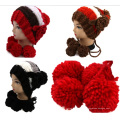 Alta qualidade mão knit inverno quente chapéu com flor POM POM